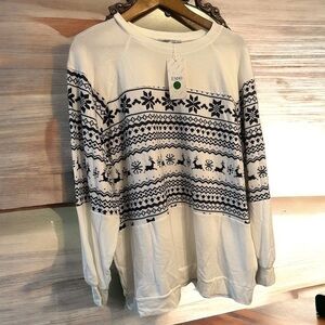 Enno Lightweight Sweater - Womens Size XL - Ivory and Black